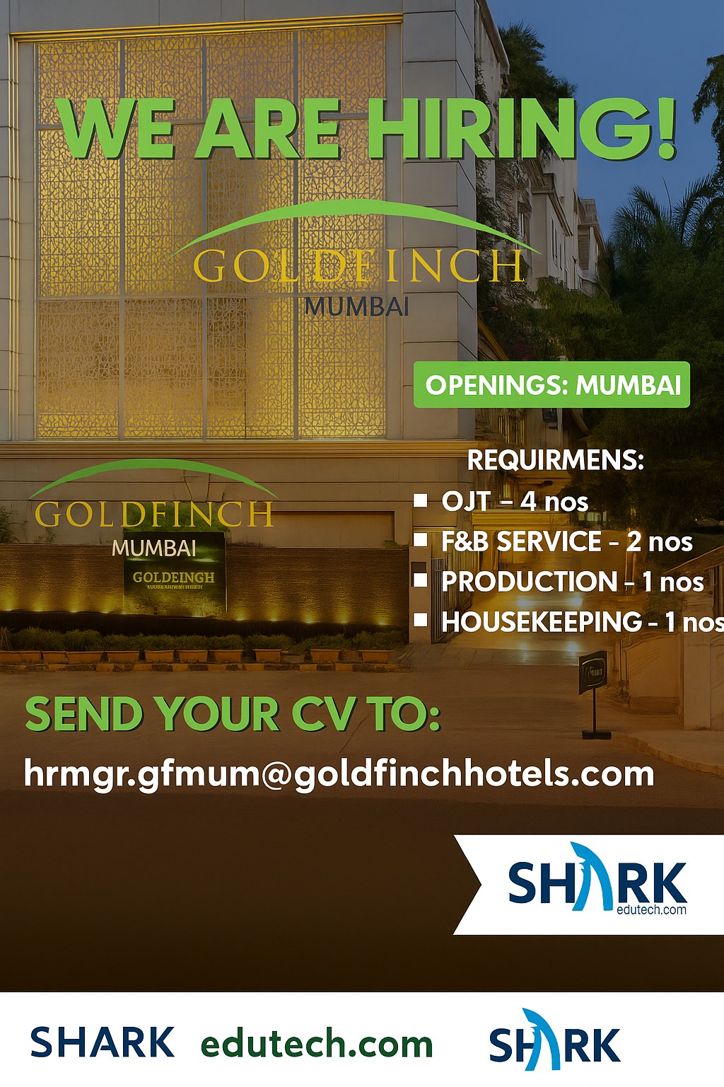 Goldfinch Hotel OJT & Departmental Recruitment